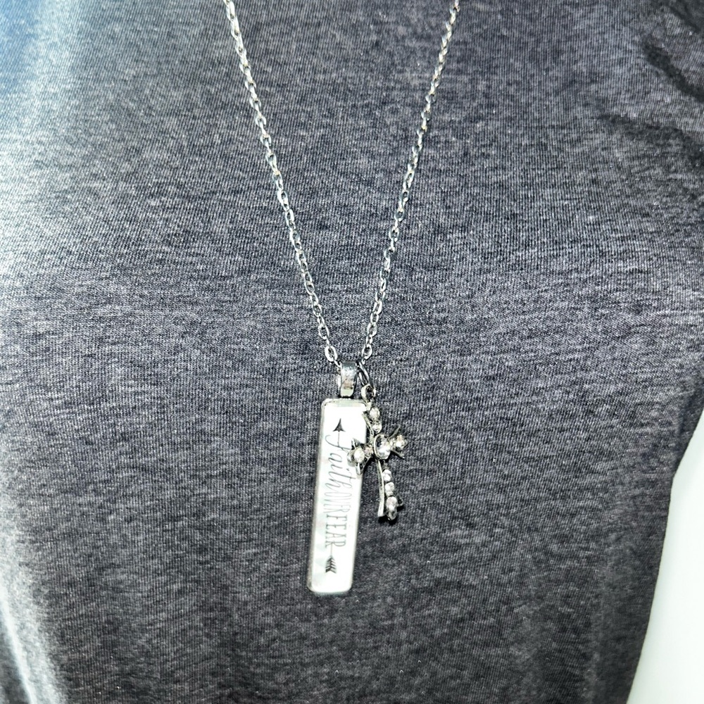 Silver Pendant Necklace with Charms